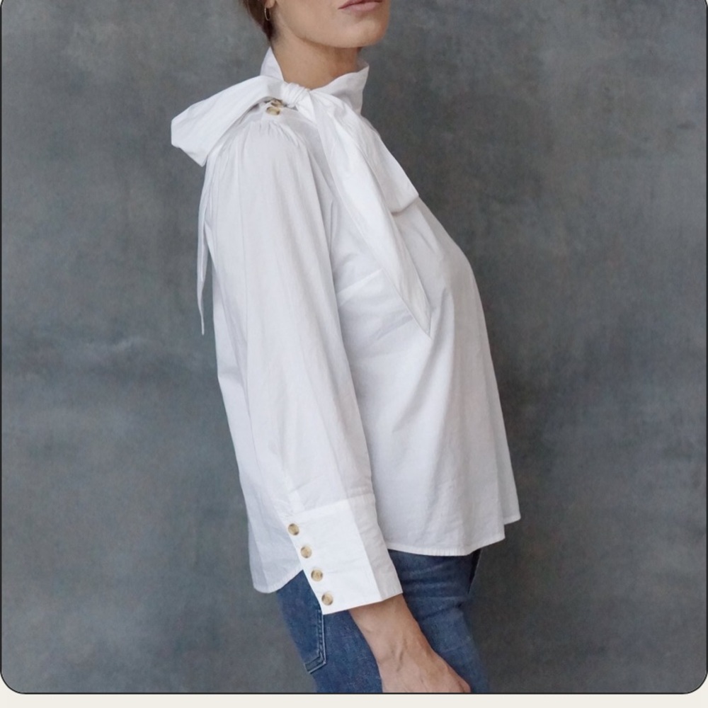 ULLA JOHNSON Penelope Poplin Blouse Button Accents 6 - Picture 8 of 14